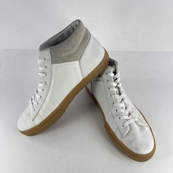 Vince Men's Fynn Leather High Top Sneaker US 11 White Lace-Up Mid Shoes boot - Picture 6 of 11